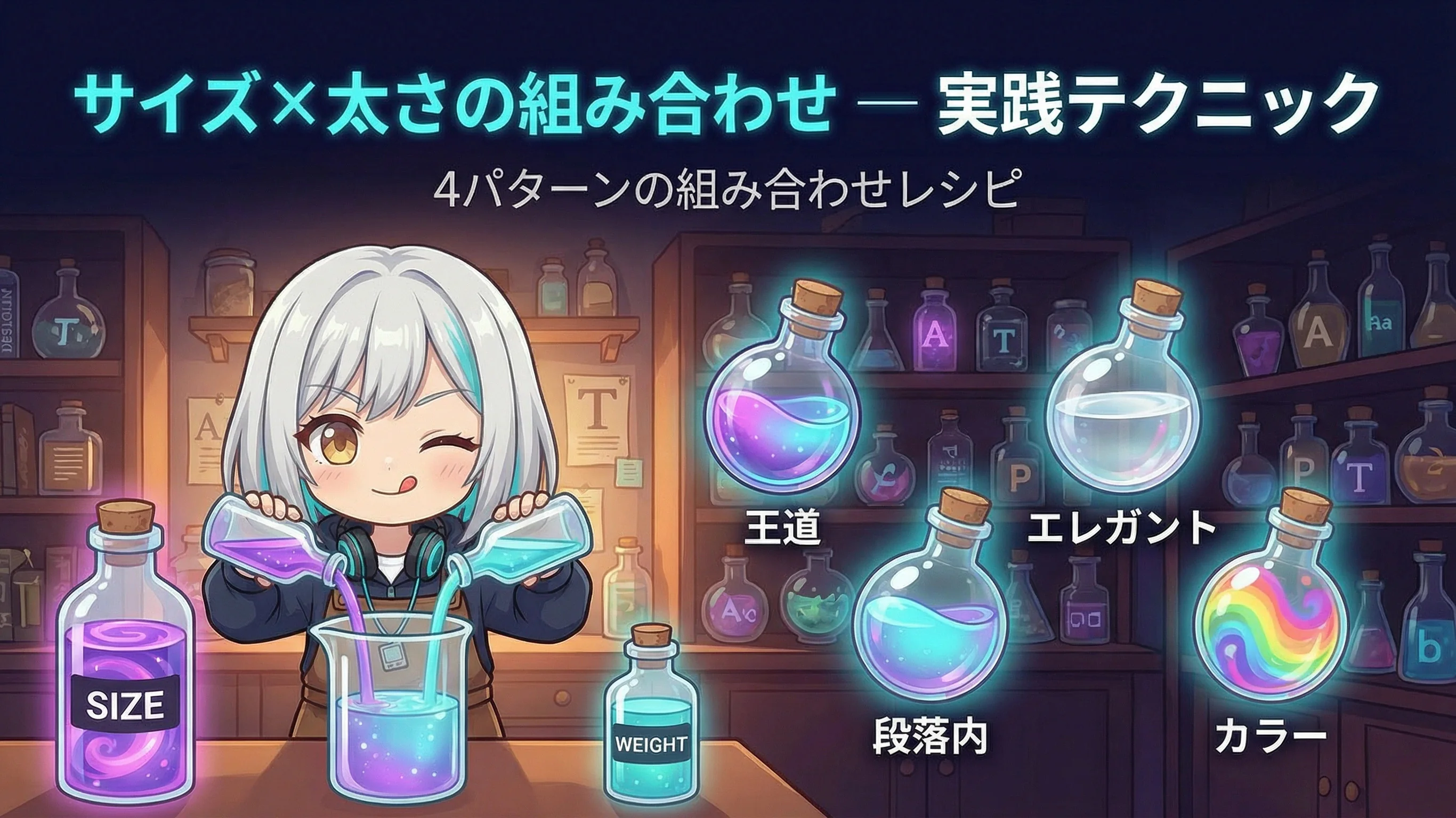 サイズとウェイトの組み合わせ